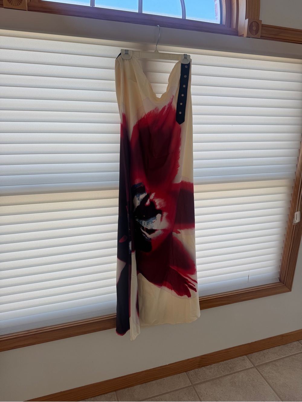 Amazon Cream Maxi Dress with Bold Red Floral Print